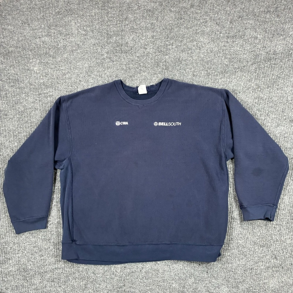 Vintage BellSouth CWA Union Employee Sweatshirt 2XL Navy Blue R&R Uniforms USA